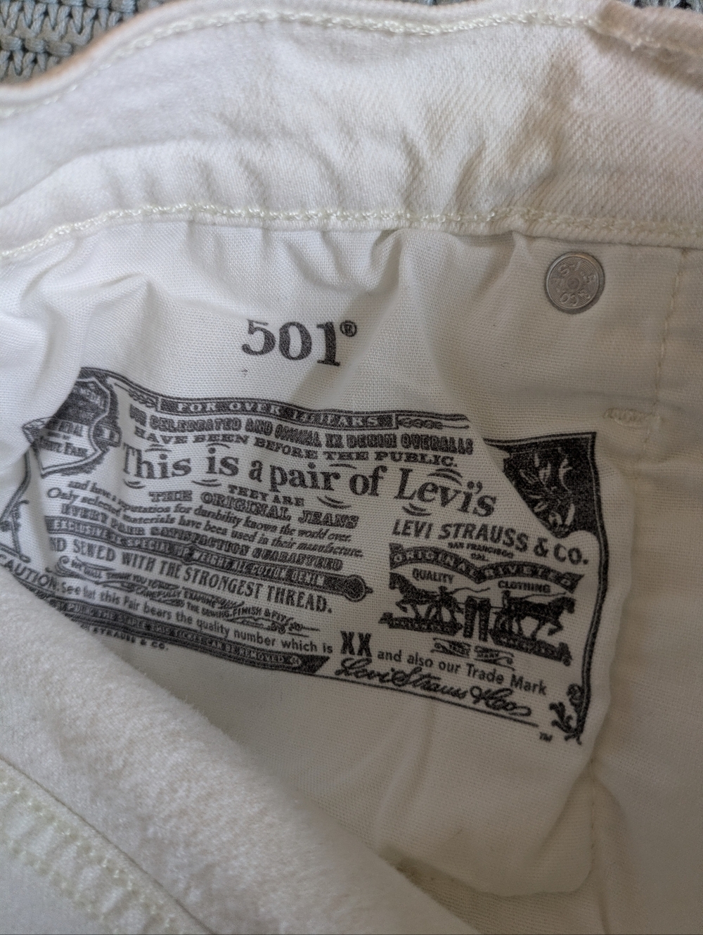 Levi's 501 Cutoff Shorts White Sz 27 - Picture 4 of 9